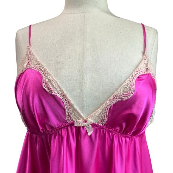 Y2K Victoria Secret Pink Satin Lingerie Tank Top Size Large - Picture 4 of 9